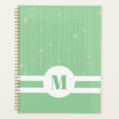 Muntgroene strepen monogram pastel minimaal planner (Voorkant)