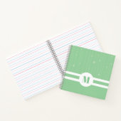 Muntgroene strepen monogram pastel modern notitieboek (Binnen)