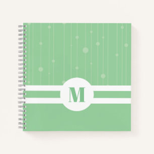 Muntgroene strepen monogram pastel modern notitieboek