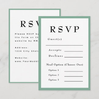 Muntgroene Tijdloze Trouw-RSVP RSVP Kaartje
