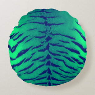 Muntgroene Tijgerhuidprint Rond Kussen