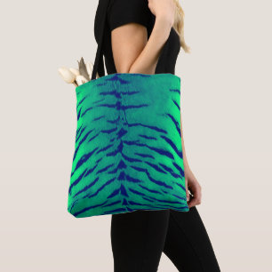 Muntgroene Tijgerhuidprint Tote Bag