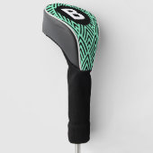 Muntgroene trendy chevronpatroon monogram golfheadcover (Schuin)