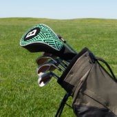 Muntgroene trendy chevronpatroon monogram golfheadcover (Insitu)