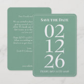 Muntgroene Trouw Save the Date Kaarten (Voorkant / Achterkant)