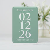 Muntgroene Trouw Save the Date Kaarten (Staand voorkant)