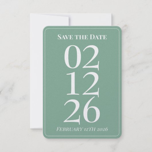 Muntgroene Trouw Save the Date Kaarten (Voorkant)