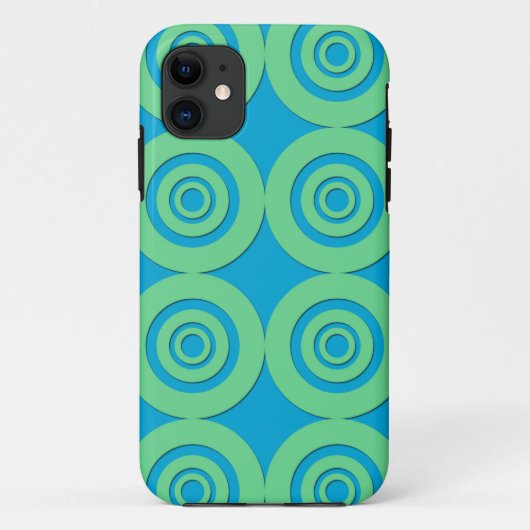 Muntgroene Turquoise Cirkels Modern Patroon Case-Mate iPhone Case (Achterkant)