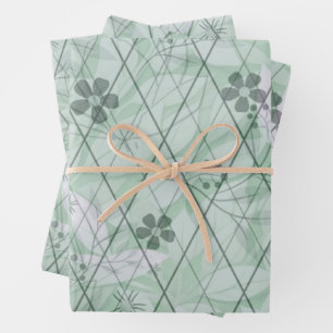 Muntgroene vintage geïnspireerde tuindiamant inpakpapier vel