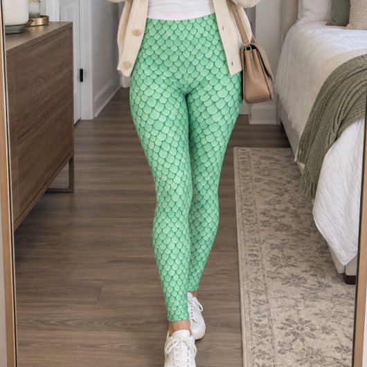 Muntgroene Vissen Schubben Leggings