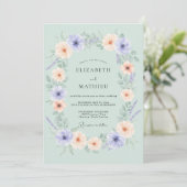Muntgroene Whimsical Botanische Bruiloft Kaart (Staand voorkant)