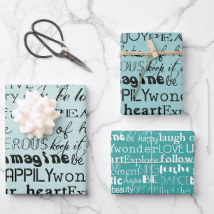 Muntgroene Witte Inspirerende Woorden Inpakpapier Vel