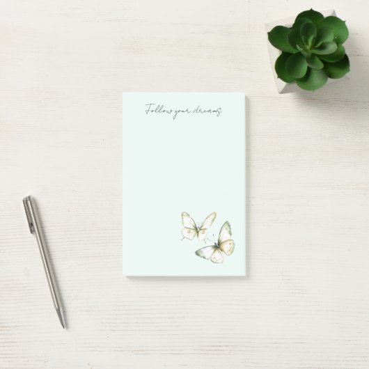 Muntgroene witte vlinders post-it® notes (Kantoor)