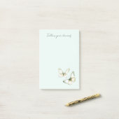 Muntgroene witte vlinders post-it® notes (Op bureau)