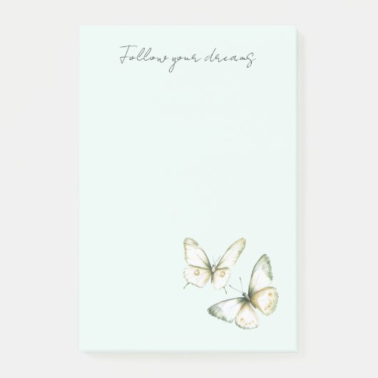 Muntgroene witte vlinders post-it® notes (Voorkant)