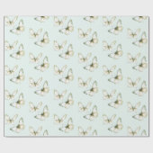 Muntgroene witte vlinders Verjaardag Cadeaupapier (Vlak)