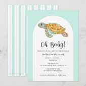 Muntgroene Zeeschildpad Baby Shower Kaart (Voorkant / Achterkant)
