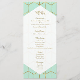 Muntgroene zeshoek gouden geometrische huwelijksme menu