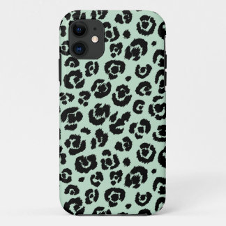 Muntgroene zwart luipaardprint Case-Mate iPhone case