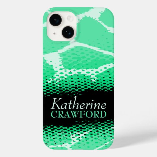 Muntgroene zwarte grafische dierenprint Case-Mate iPhone case (Achterkant)