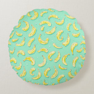 Muntige Banaan Patroon Fruit Liefhebbers Genot Rond Kussen
