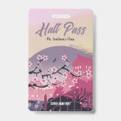Muntige Kersenbloesem Hallpas Aanpasbaar Badge (Voorzijde)