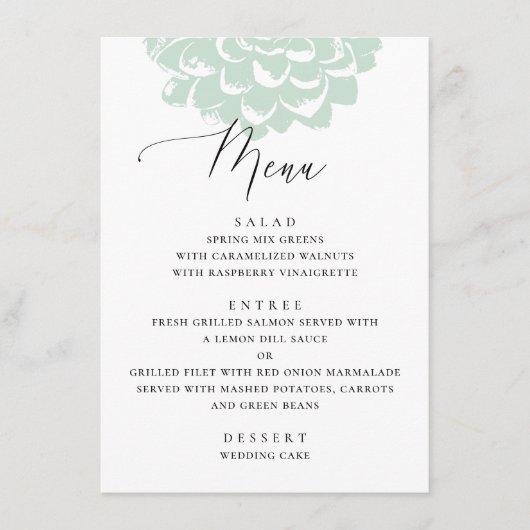 Muntige succulent. Eenvoudige bloemige cactus brui Menu (Voorkant)