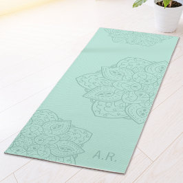 Muntige Teal Sierlijke Moderne Mandala Met Initial Yogamat