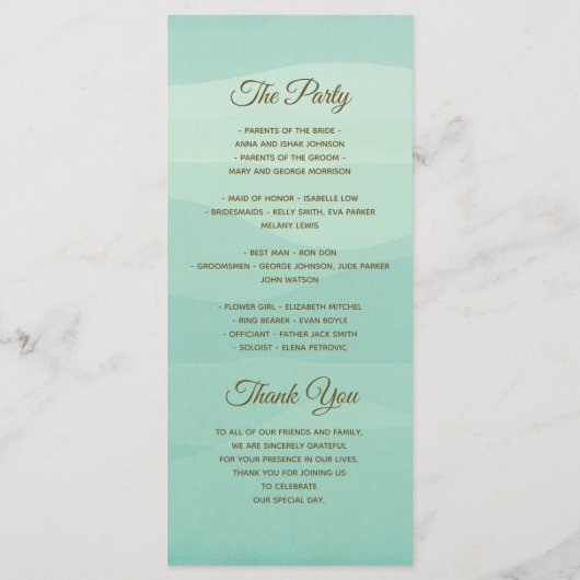 Muntkleurige Trouwprogramma Foto Programmakaart (Achterkant)