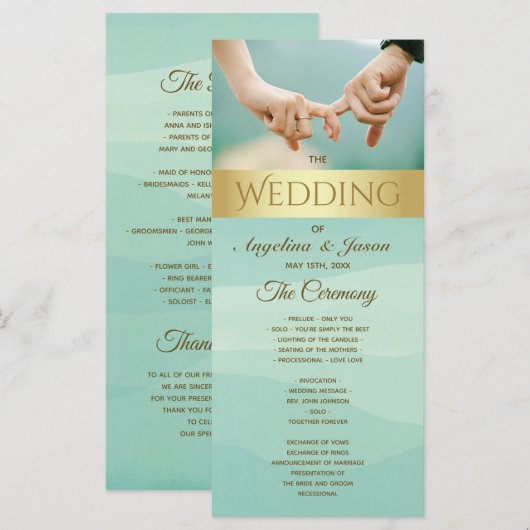 Muntkleurige Trouwprogramma Foto Programmakaart (Voorkant / Achterkant)