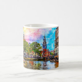 Müntoren. Amsterdam. Nederland. Koffiemok
