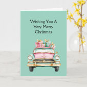 Muntroze Auto Kerstcadeaus Kaart (Gele Bloem)