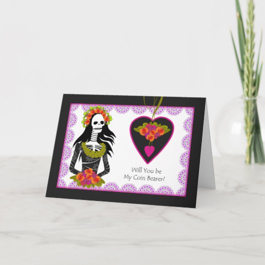 Muntsj bearer uitnodiging, Dia de los Muertos Huwe (Voorkant)