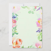 Muntwaterverf Bloemige Bruiloft Feest Kaart (Achterkant)