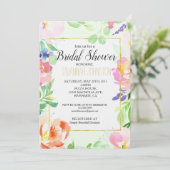 Muntwaterverf Bloemige Bruiloft Feest Kaart (Staand voorkant)