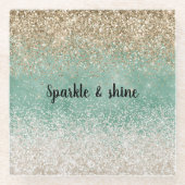 Muntwit Glam Goud Glitter Glazen Onderzetter (Voorkant)