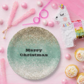 Muntwit Glam Goud Glitter Papieren Bordje (Feest)