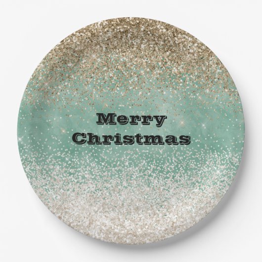 Muntwit Glam Goud Glitter Papieren Bordje (Voorkant)