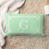 Muntwit Griekse Sleutel Frame #2 Initiële Monogram Kussen (Deken)