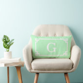 Muntwit Griekse Sleutel Frame #2 Initiële Monogram Kussen (Stoel)