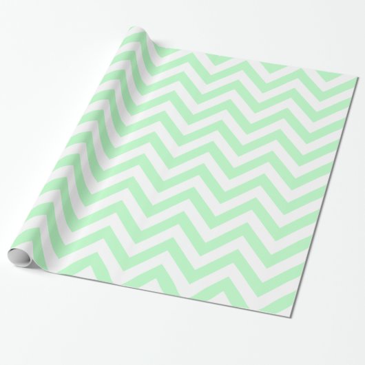 Muntwit XL Chevron ZigZag Patroon Cadeaupapier (Uitgerold)