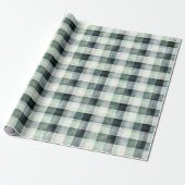 Muntwit Zwart Geruit Strepen Cadeaupapier (Uitgerold)