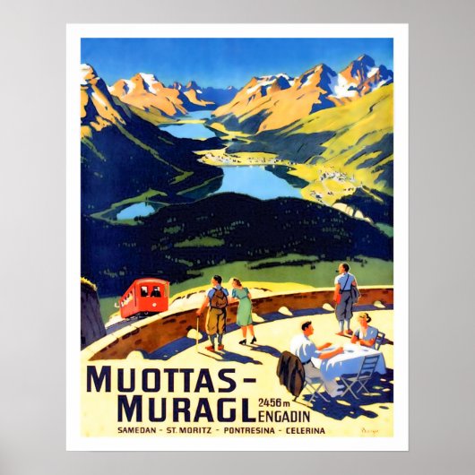 Muottas Muragl berglandschap, Zwitserland Poster (Voorkant)