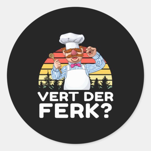 Muppet Show Swedish Chef Expletive New Funny Stic Ronde Sticker (Voorkant)