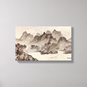 Muqi Fachang - Sunset over een vissersdorp Canvas Afdruk
