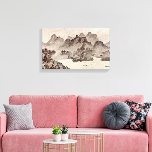 Muqi Fachang - Zonsondergang boven een vissersdorp Canvas Afdruk (Insitu (Woonkamer))