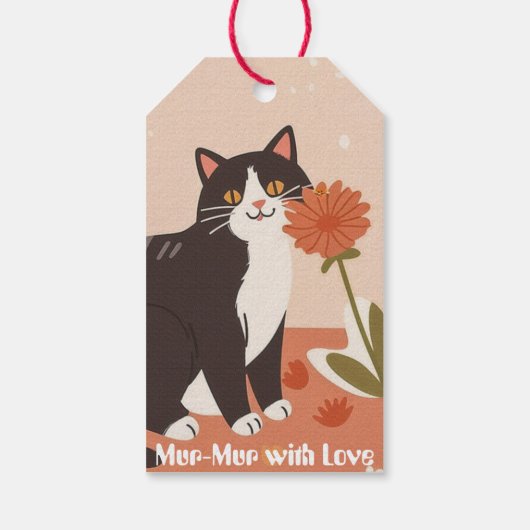 Mur-Mur with Love Custom Cute Happy Cat Cadeaulabel (Achterkant)