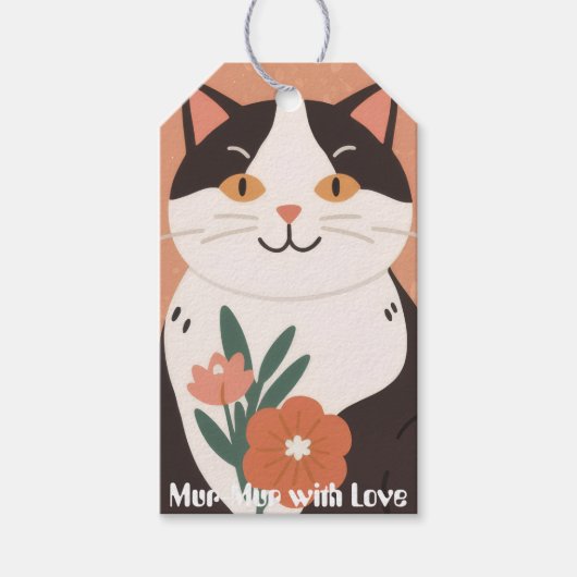 Mur-Mur with Love Custom Cute Happy Cat Cadeaulabel (Voorkant)