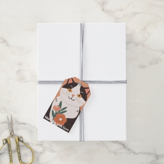 Mur-Mur with Love Custom Cute Happy Cat Cadeaulabel (Met Touw)