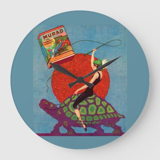 Murad sigarettendame rijder reuzenschildpad grote klok (Voorkant)